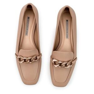 Tan Loafers with Chain